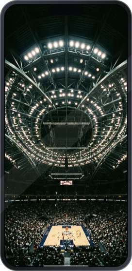 Imagem ilustrativa de basquete na tela de um celular