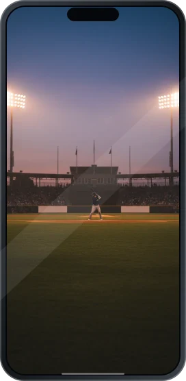 Imagem ilustrativa de beisebol na tela de um celular