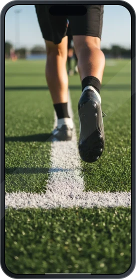 Imagem ilustrativa de futebol na tela de um celular