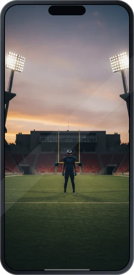 Imagem ilustrativa de futebol na tela de um celular